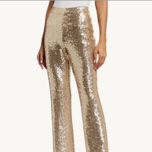 Badgley Mischka Stretch Sequin Pant  - Gold  - Size 14